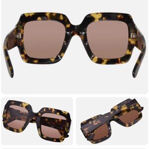 GUCCI GG1111S 003 Sunglasses Women's Havana/Pink Square Shape 53mm